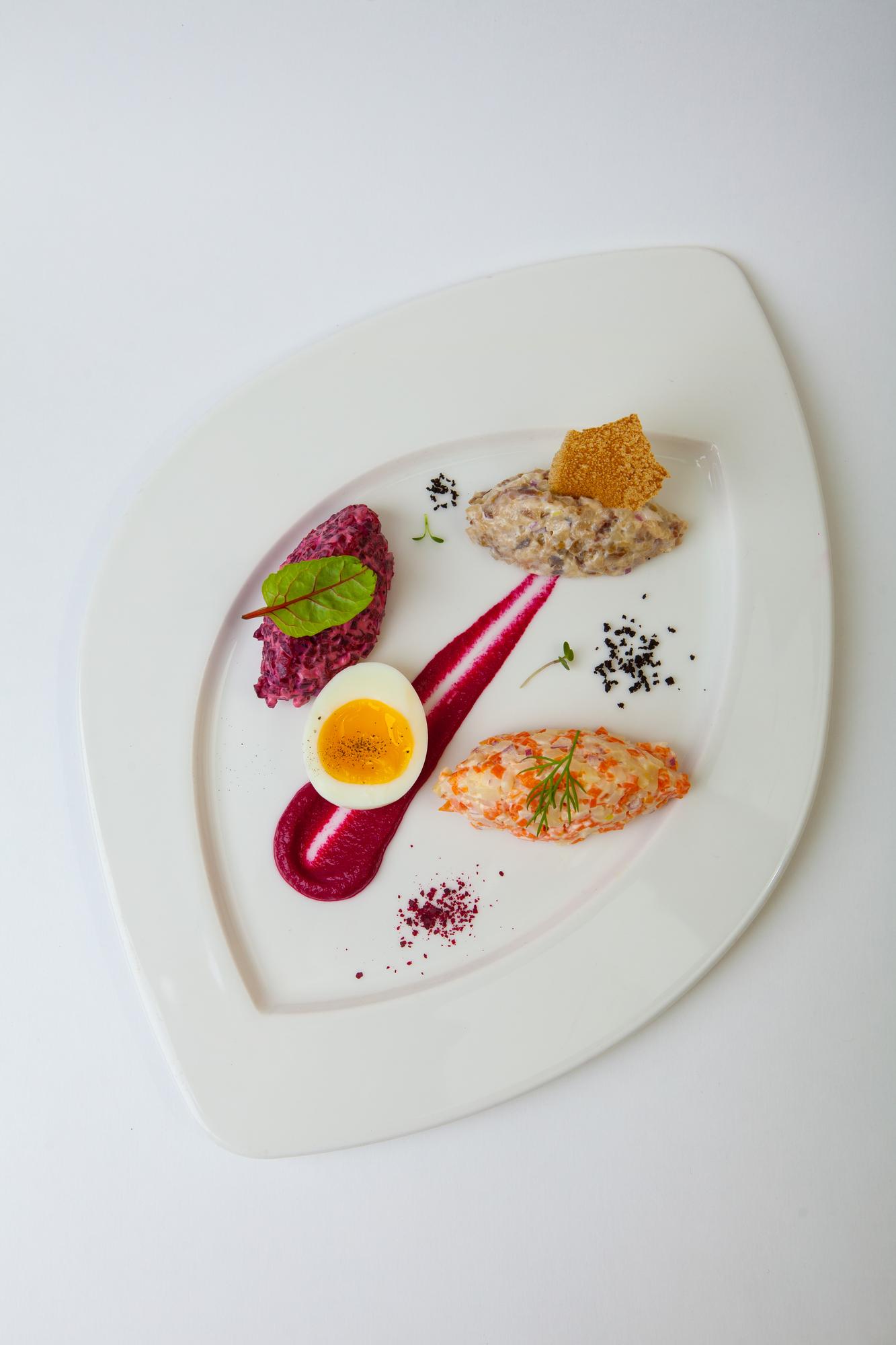 Plated modern dish photographed for course portfolio